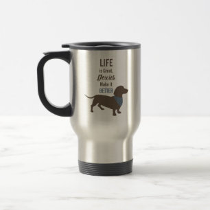 Caneca Térmica Citação personalizada de Dachshund Silhouette mini