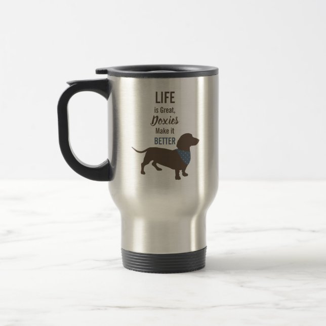 Caneca Térmica Citação personalizada de Dachshund Silhouette mini (Esquerda)