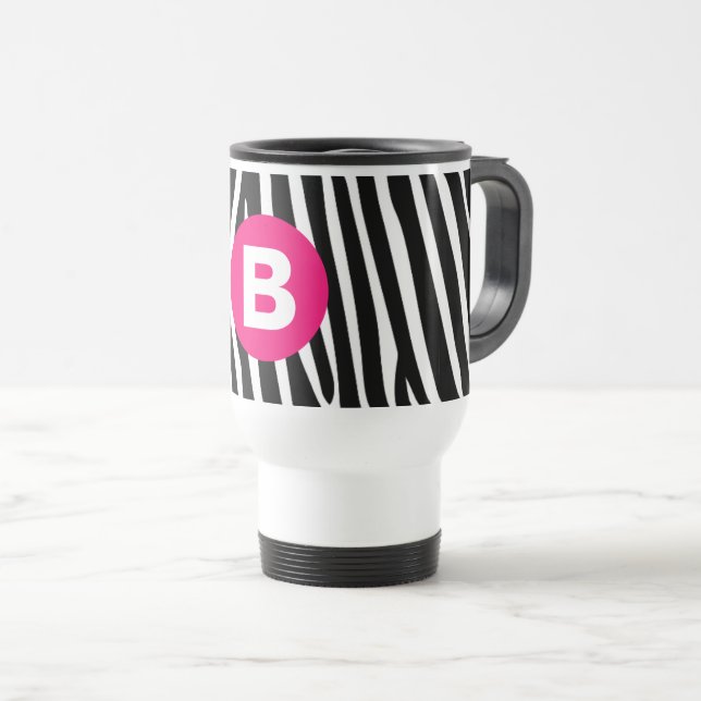 Caneca Térmica Classic Zebra Stripes Bight Pink Monogram (Frente Esquerda)