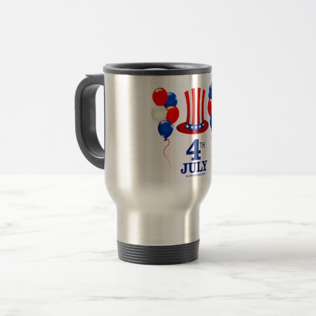 Caneca Térmica Clássico do Dia da Independência de 4 de julho do  (Frente Esquerda)