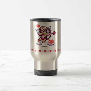 Caneca Térmica Clássico/Vintage do Dia dos Namorados de 8 bits Cu