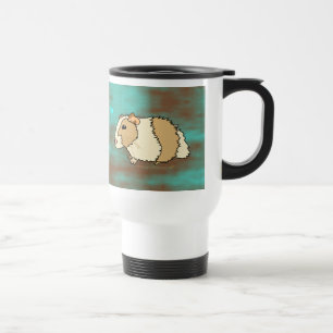 Caneca Térmica Cobaias Brown e nome personalizado turquesa