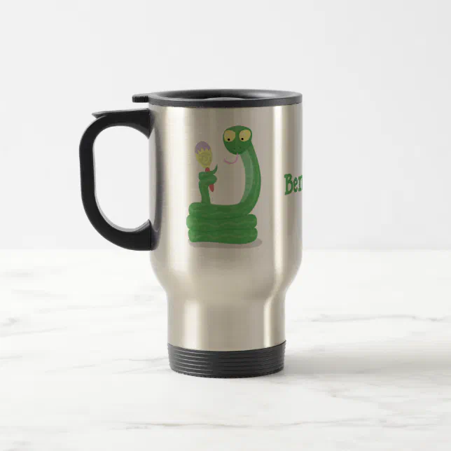 Caneca De Café Latte Cobra de desenho animado Olhos grandes Verde Amare