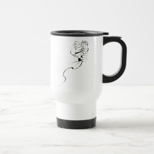 Caneca Térmica Cocoa de Arte Linear Sumi-e do Papai Noel de Natal