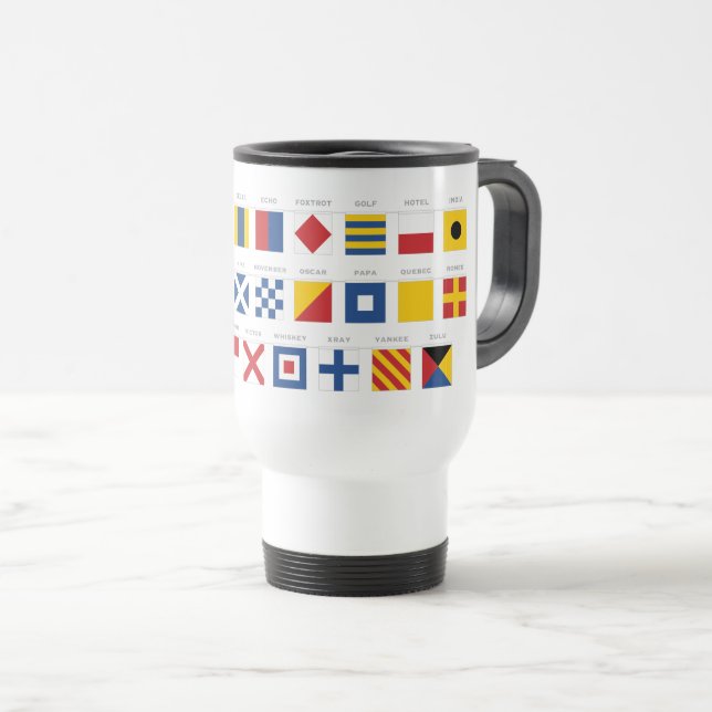 Caneca Térmica Código internacional do alfabeto dos sinais (Frente Esquerda)