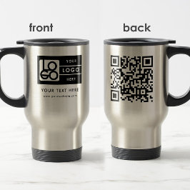 Caneca Térmica Código QR de Site com Logotipo Personalizado Texto