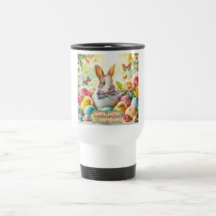 Caneca Térmica Coelhinho de Páscoa, bonito, branco e colorido