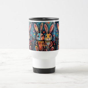 Caneca Térmica Coelhinhos amigos orelhas longas corações