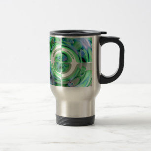 Caneca Térmica Colagem Abstrata Azul Cerúleo e Jade