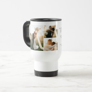 Caneca Térmica Colagem de 4 Fotos de Aniversário de Casamento de