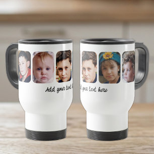 Caneca Térmica colagem de 5 fotos adicionar texto branco
