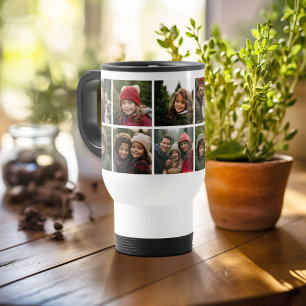 Caneca Térmica Colagem de 8 Fotos Personalizadas com Fotos Quadra