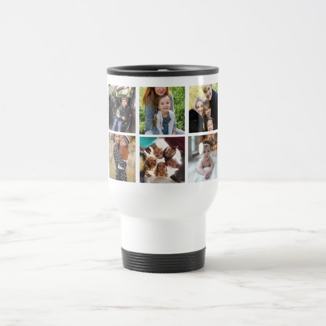 Caneca Térmica Colagem de Fotografias da Família 8 Personalizada (Centro)