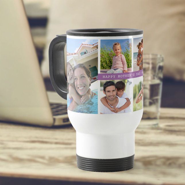 Caneca Térmica Colagem de Fotografias do dia de as mães 6 Fotogra (Criador carregado)