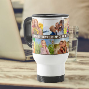 Caneca Térmica Colagem de Fotografias do dia de as mães 9 Fotogr