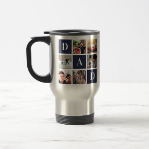 Caneca Térmica Colagem de Fotografias do Pai Azul Seis Personaliz