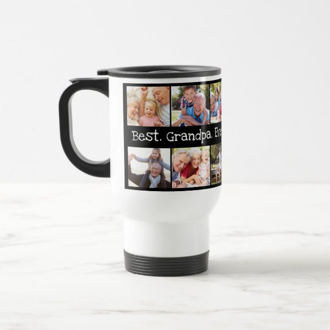 Caneca Térmica Colagem de Fotografias Melhor Avô Nunca em Preto e (Esquerda)