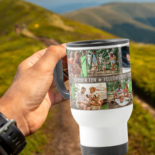 Caneca Térmica Colagem de Fotos da Família - Adicione 9 Fotos e T