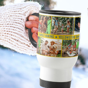 Caneca Térmica Colagem de Fotos da Família com 9 Fotos e Texto P