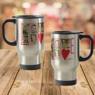 Caneca Térmica Colagem de Fotos de AMOR Fofo Dia dos Namorados