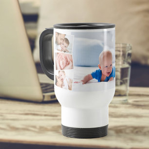 Caneca Térmica Colagem de Fotos de Bebê 7 Imagens Montagem Ziguez