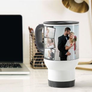Caneca Térmica Colagem de Fotos de Casamento 7 com Montagem em Zi