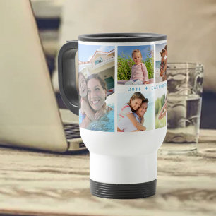 Caneca Térmica Colagem de Fotos de Família com 6 Fotos e Texto Pe