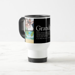 Caneca Térmica Colagem de Fotos de Vovô Avô Papai Preto Divertido