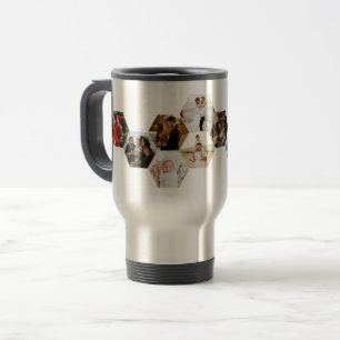 Caneca Térmica Colagem de Fotos do Hexágono Honeycomb 11 Imagens