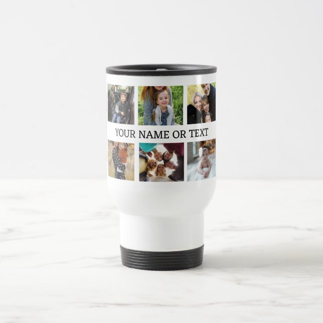 Caneca Térmica Colagem de Fotos Personalizada da Família 8 com no (Centro)