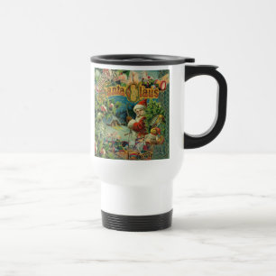 Caneca Térmica Colagem de Natal do Papai Noel Vitoriano Antigo