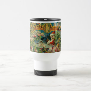 Caneca Térmica Colagem de Natal do Papai Noel Vitoriano Antigo