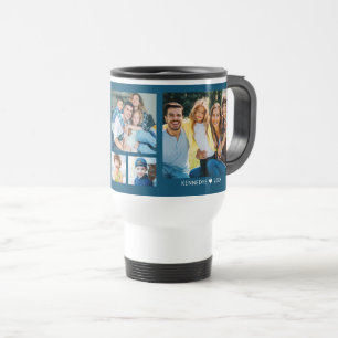 Caneca Térmica Colagem Personalizada de 5 Fotos Família Citação A