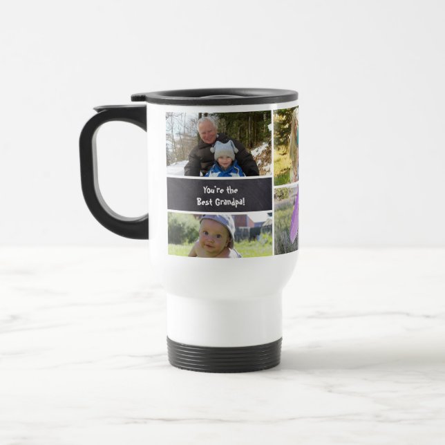 Caneca Térmica Colagem Personalizada de Fotos da Família Vovô (Esquerda)