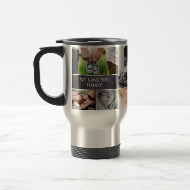 Caneca Térmica Colagem personalizada de fotos que te amamos, pai (Esquerda)