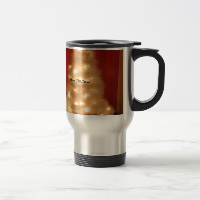 Caneca Térmica Coleção de Árvores de Natal Branco Desordenado (Direita)