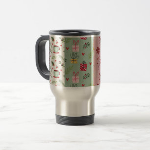 Caneca Térmica Coleção de padrões de Natal plana