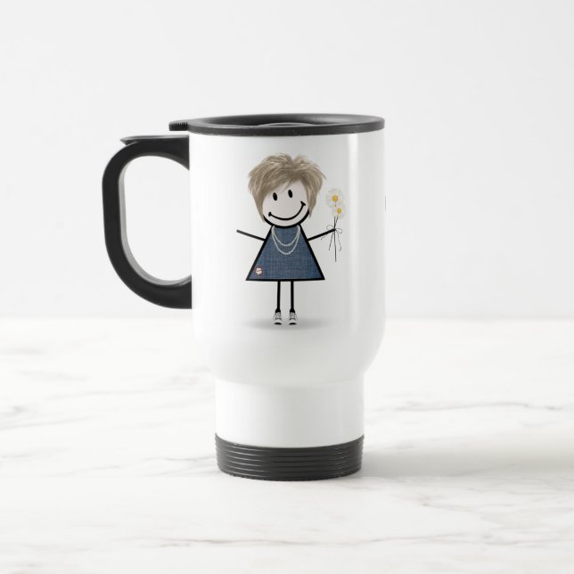Caneca Térmica Coloque a figura com tênis e margaridas (Esquerda)