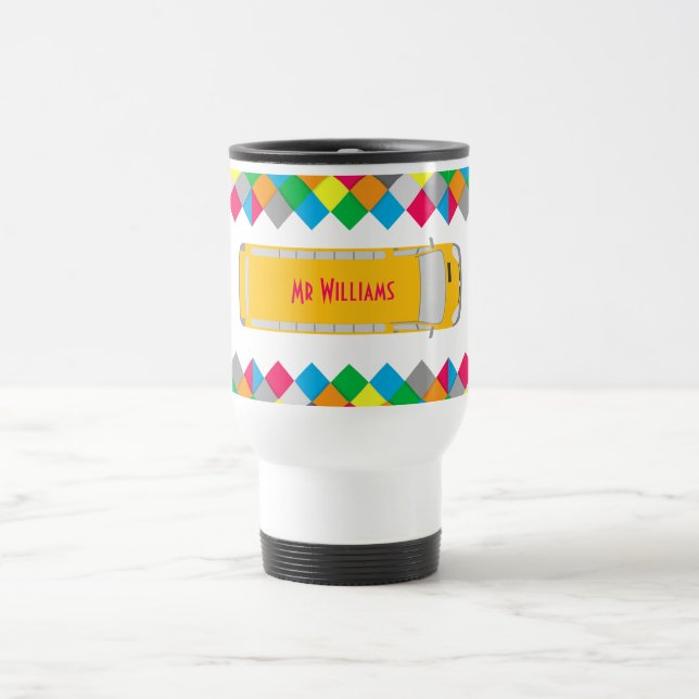 Caneca Térmica Colorful Diamond Frame Bus Driver Travel Mug (Centro)