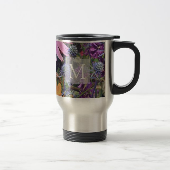 Caneca Térmica Colorful Summer Flower Garden Monogram (Direita)
