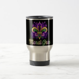 Caneca Térmica Colorida Neon Mardi Gras Fleur de lis