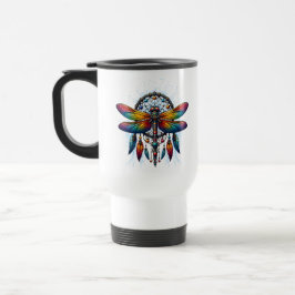 Caneca Térmica Colorido Apanhador de Sonhos Libélula Psicodélico