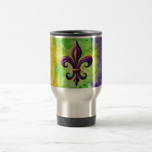 Caneca Térmica Colorido Fleur de lis de Mardi Gras
