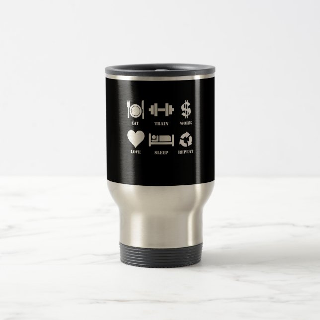 Caneca Térmica Coma Comboio Trabalho Adormecer Sono Repetir Giro  (Centro)