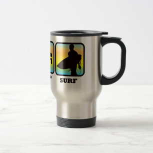 Caneca Térmica Comer Dormir Surfar Silhueta de Surfista Retro