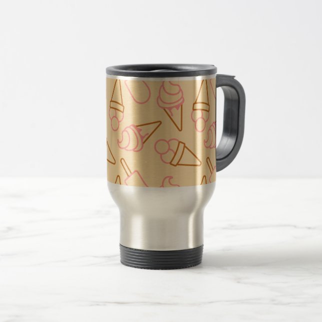 Caneca Térmica Comida de verão fofa com contornos de sorvete (Frente Esquerda)