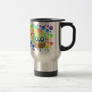 Caneca Térmica Cone de Sorvete Kawaii Pontos Arco-Íris