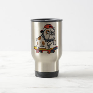 Caneca Térmica Cool Angry Baby Bulldog Skateboard Travel Mug