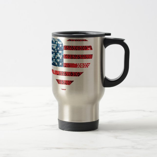 Caneca Térmica coração da bandeira dos eua (Direita)