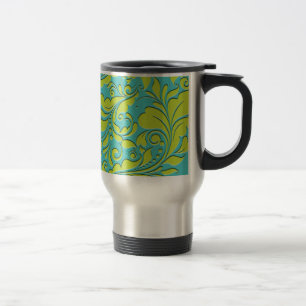 Caneca Térmica Coração de Turquesa e Damasco de Limão